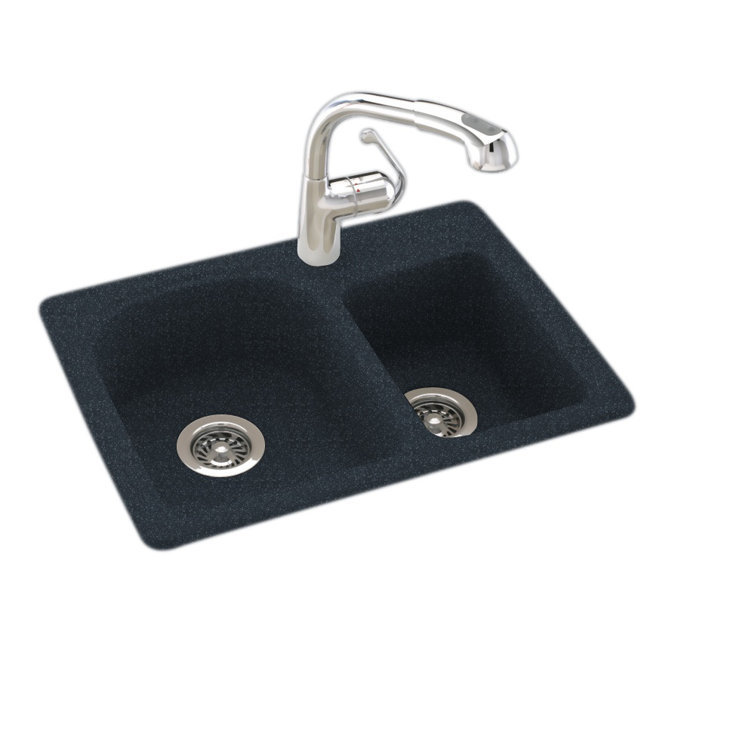 Swan Surfaces Swanstone 25" L x 18" W Double Basin DropIn Kitchen Sink